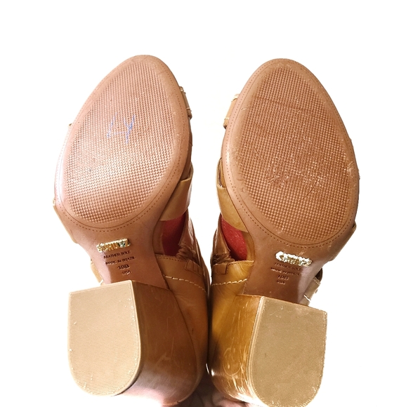 SCHUTZ Leather Gladiator Greek High Open Heel Shoes size 10B - Picture 9 of 10